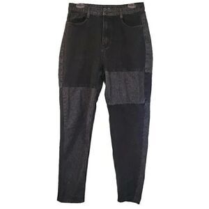 Missguided Riot Women's Black Colorblock High Rise Mom Jeans